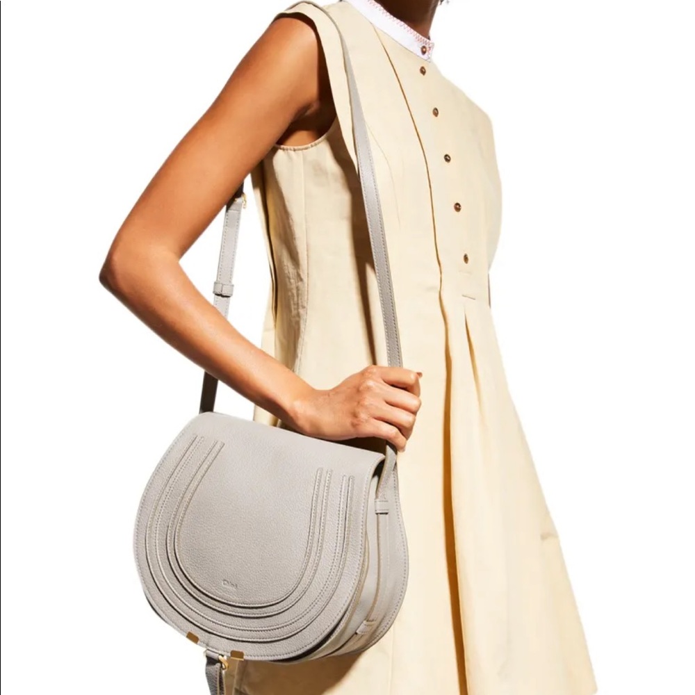 Chloe Marcie Gray Leather Medium Crossbody, pristine condition